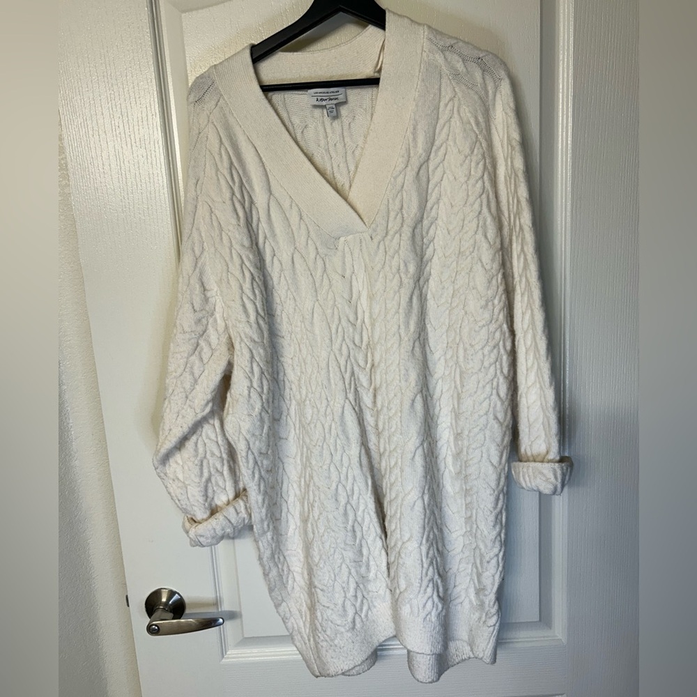 Cream Cable Knit Sweater Mini Dress - Picture 6 of 8